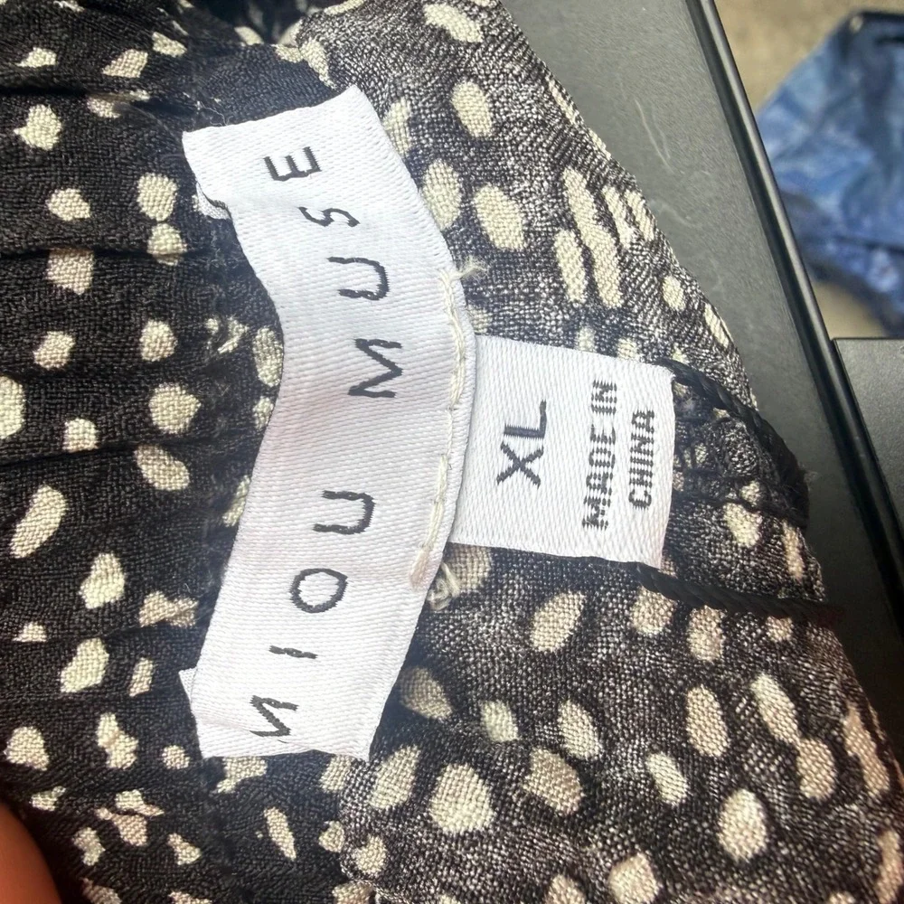 Miou Muse Black White Polka Dot Ruffle Mini Skirt Elastic‎ Waist XL